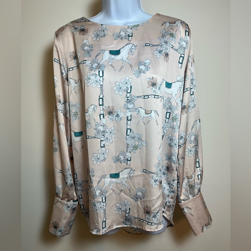 Blush Equestrian Blouse-New with Tags